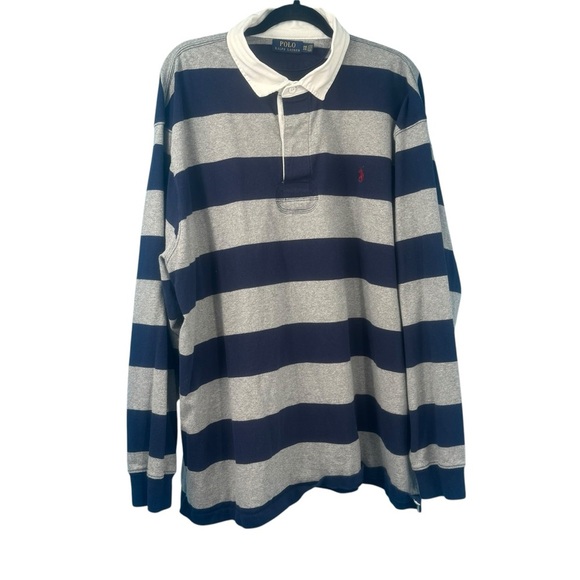 VTG Polo Ralph Lauren Pony Striped Color Block Rugby Long Sleeve Shirt Size 3X - Picture 1 of 4
